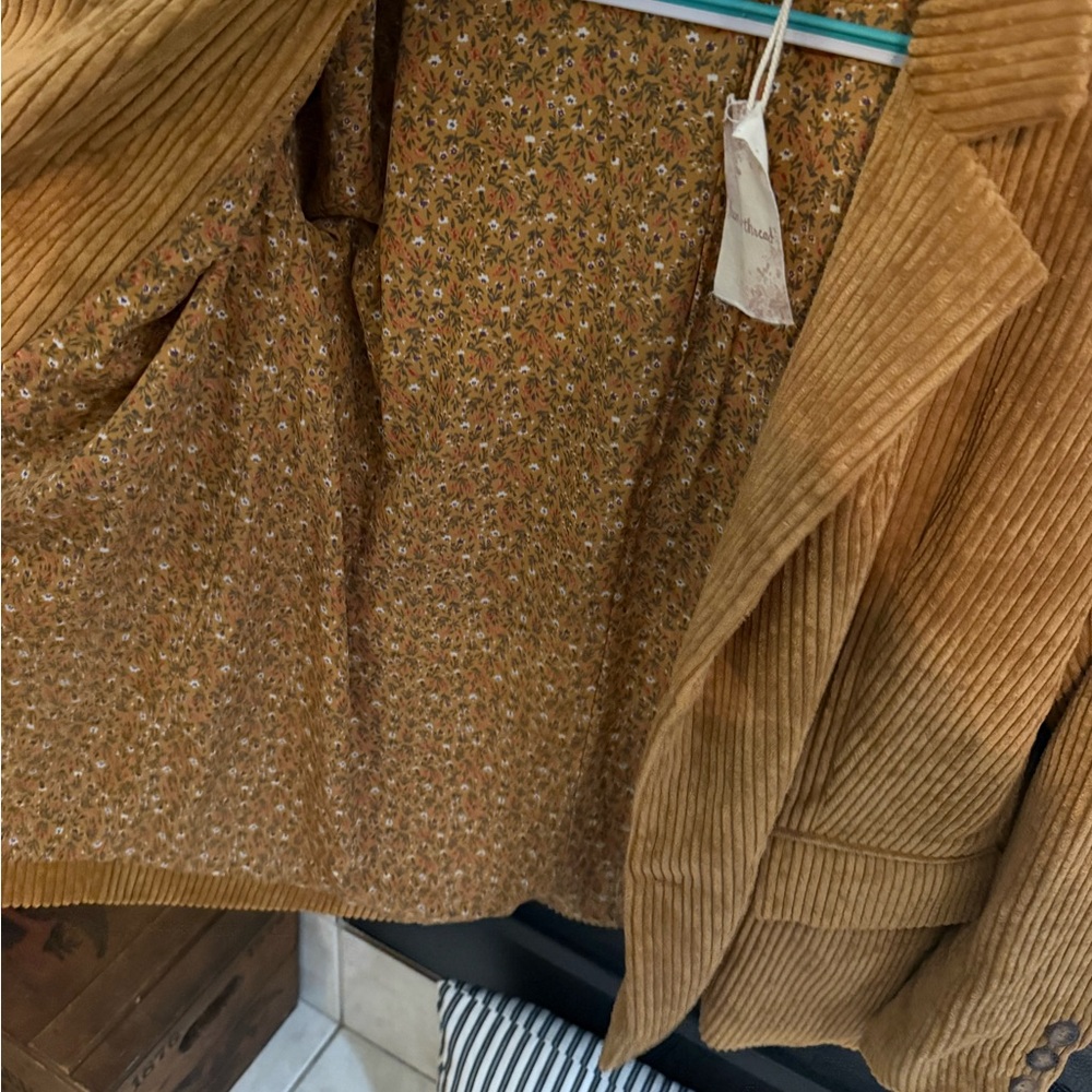 Hem & Thread Corduroy Double-Breasted Brown Blazer - Picture 5 of 10